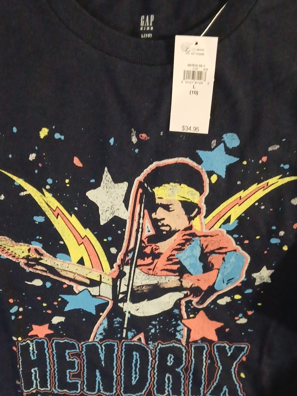 GAP Navy Hendrix Long-Sleeve Tee with Multicolor Graphic
